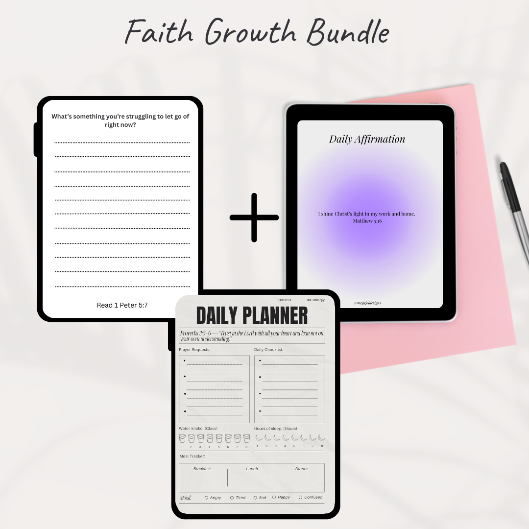 Faith Growth Bundle (Journal + Planner + Affirmations) | Digital Copy